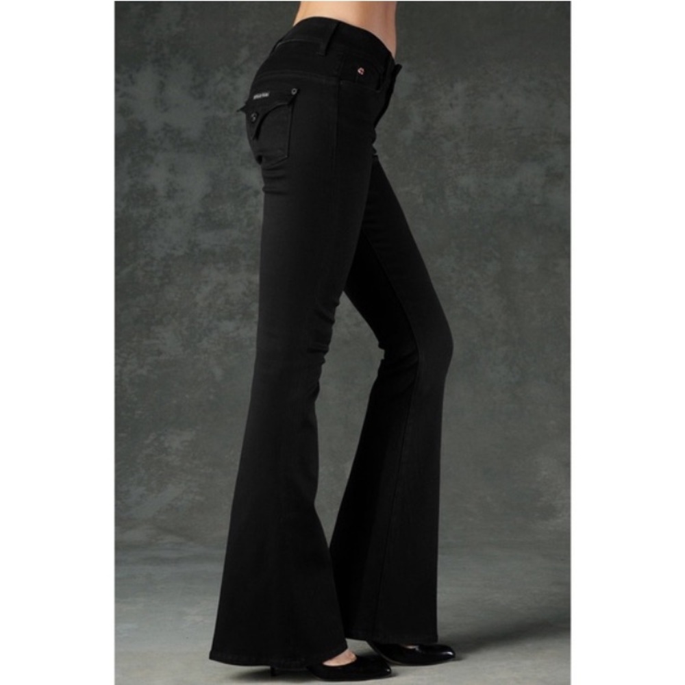 Hudson Flared Jeans Flap Pockets Black
